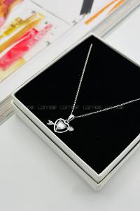 Lamelif Gümüş Kristal Taşlı Zirkon Kalp Kolye