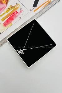 Lamelif Gümüş Kristal Taşlı Zirkon Kalp Kolye