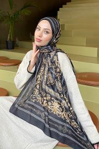 Lamelif Versa Desen Pamuk Şal Siyah