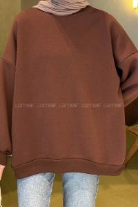 Bitter Brown Crew Neck Long Arm Unprinted Sweatshirt