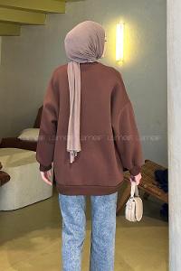 Bitter Brown Crew Neck Long Arm Unprinted Sweatshirt