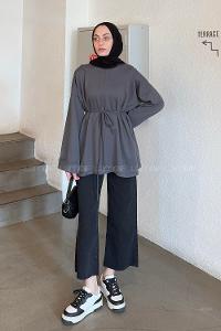 Lamelif Yırtmaç Detaylı Sweat Antrasit