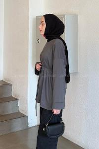 Lamelif Yırtmaç Detaylı Sweat Antrasit