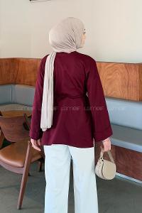 Lamelif Yırtmaç Detaylı Sweat Bordo