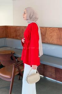 Lamelif Yırtmaç Detaylı Sweat Nar Çiçeği