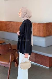 Lamelif Yırtmaç Detaylı Sweat Lacivert