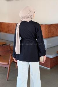 Lamelif Yırtmaç Detaylı Sweat Lacivert