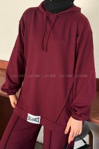 Lamelif Balance Armalı Çımalı İkili Tesettür Takım Bordo