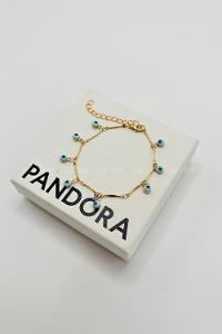 Lamelif Gold Beyaz Sallantılı Nazar Boncuk Zarif Bileklik