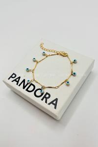 Lamelif Gold Beyaz Sallantılı Nazar Boncuk Zarif Bileklik