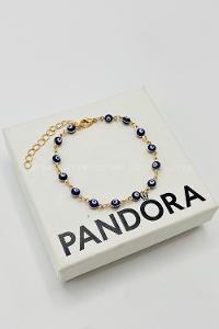 Lamelif Gold Lacivert Nazar Boncuk Zarif Bileklik