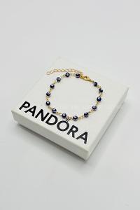 Lamelif Gold Lacivert Nazar Boncuk Zarif Bileklik