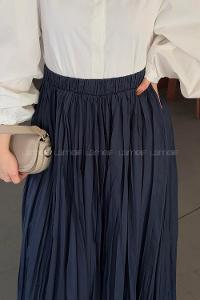 Lamelif Kraşlı Tesettür Etek Lacivert