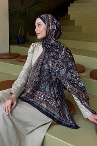 Lamelif Retro Desen Soft Şal Siyah