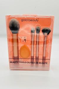 Lamelif Gold Beauty Makyaj Fırçası ve Makyaj Süngeri Seti Rose Gold