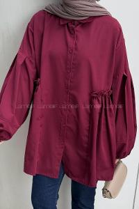 Lamelif Lopez Balon Kol Tunik Bordo