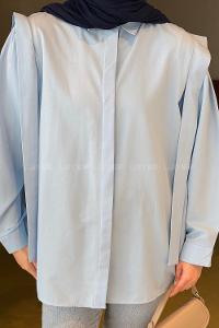 Baby Blue Shirt Collar Long Arm Cotton Shirt
