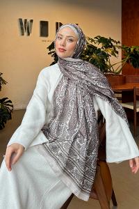 Lamelif Retro Desen Soft Şal Taş