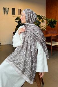 Lamelif Retro Desen Soft Şal Taş