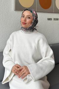 Lamelif Retro Desen kokulu Prime Soft Eşarp Bej