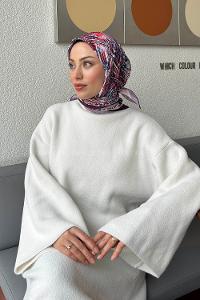 Lamelif Retro Desen kokulu Prime Soft Eşarp Mor