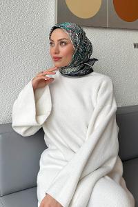 Green Cotton Fabric Striped Scarf