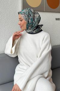 Green Cotton Fabric Striped Scarf