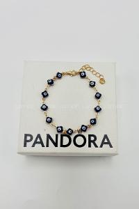 Lamelif Gold Lacivert Yonca Nazar Zarif Bileklik