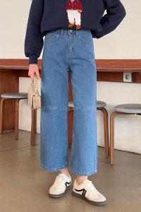 Lamelif  Midi Boy Bol Paça Pantolon Kot Mavi