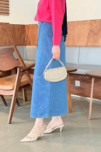 Blue Denim Unprinted Pencil Skirt Skirt