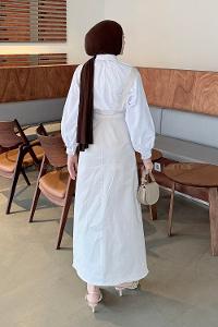 Lamelif Önü Boydan Düğmeli Salopet Açık Gri