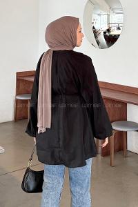 Lamelif Reglan Kol Tesettür Tunik Siyah
