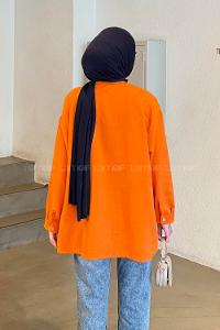 Lamelif Keten Bluz Turuncu