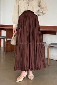 Lamelif Kraşlı Tesettür Etek Acı Kahve