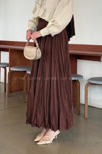 Lamelif Kraşlı Tesettür Etek Acı Kahve