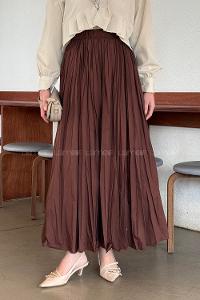 Lamelif Kraşlı Tesettür Etek Acı Kahve