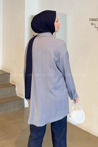 Anthracite Shirt Collar Long Arm Cotton Shirt