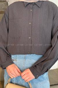 Lamelif Kraşlı Gömlek Antrasit
