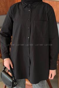 Lamelif Tek Cepli Tesettür Gömlek Siyah