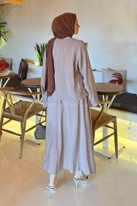 Lamelif Önü Bağlamalı Cupra Takım Bej