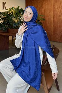 Navy Blue Cotton Fabric Printed Shawl