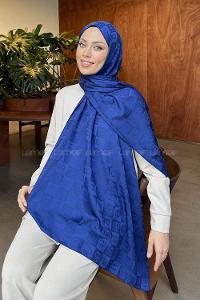 Navy Blue Cotton Fabric Printed Shawl