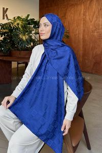 Navy Blue Cotton Fabric Printed Shawl