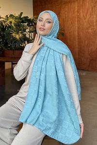 Lamelif GG Desen Jakar Serisi Şal Turkuaz