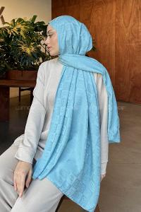 Lamelif GG Desen Jakar Serisi Şal Turkuaz