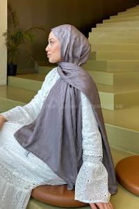 Lamelif Q Desen Jakar Serisi Şal Füme