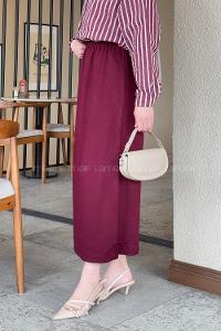 Lamelif Krsital Tesettür Etek Bordo