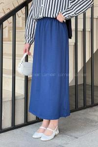 Lamelif Krsital Tesettür Etek Lacivert