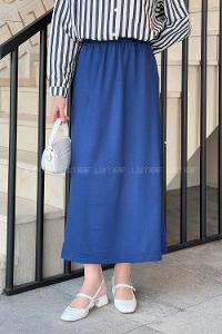 Lamelif Krsital Tesettür Etek Lacivert