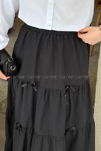 Lamelif Kurdele Detaylı Dokuma Etek Siyah